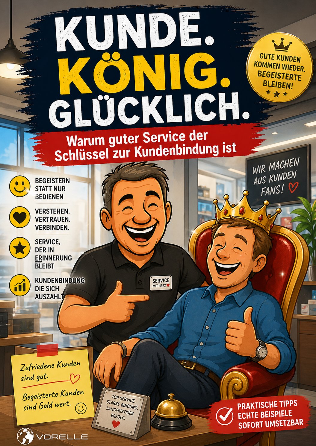 Kunde. König. Glücklich.